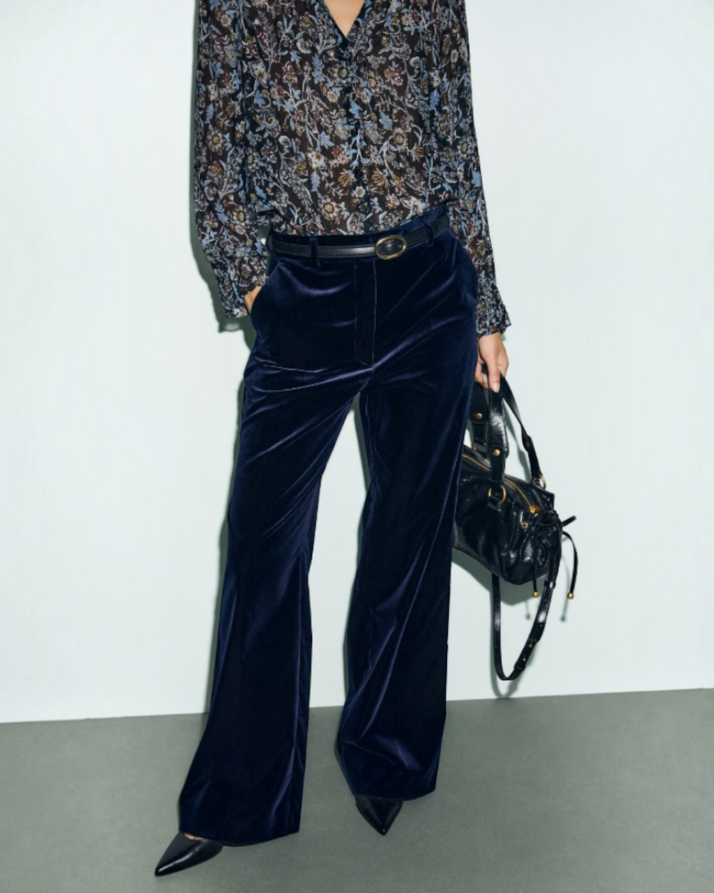 Gerard Darel - Pantalon Large De Tailleur En Velours Mya - Marine