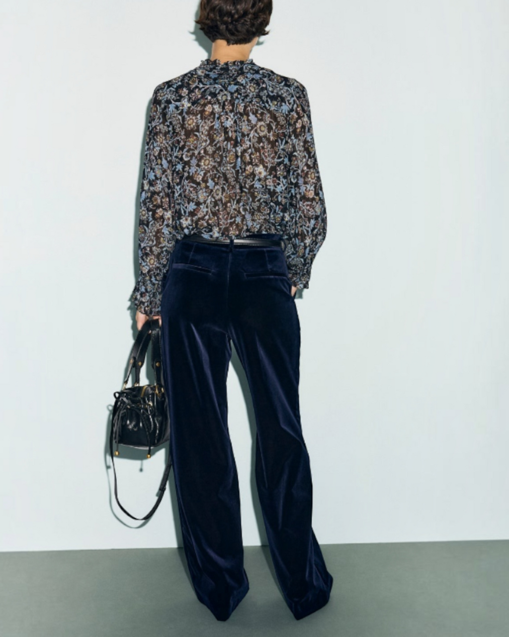 Gerard Darel - Pantalon Large De Tailleur En Velours Mya - Marine