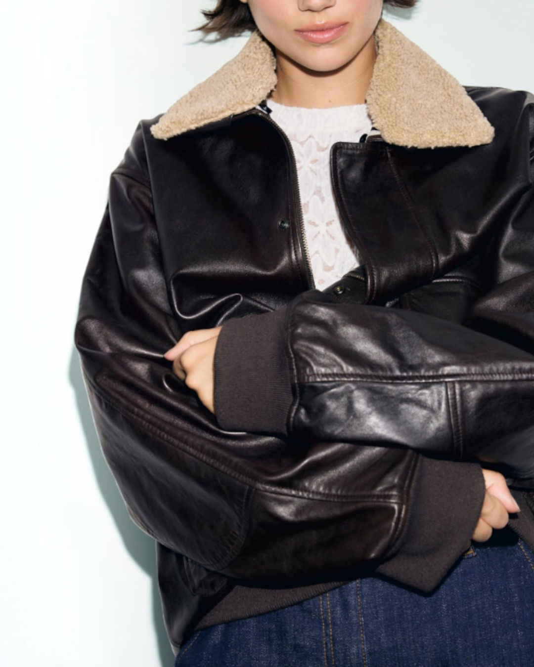 Gerard Darel - Pippa Leather Bomber Jacket With Fur Collar - Brown