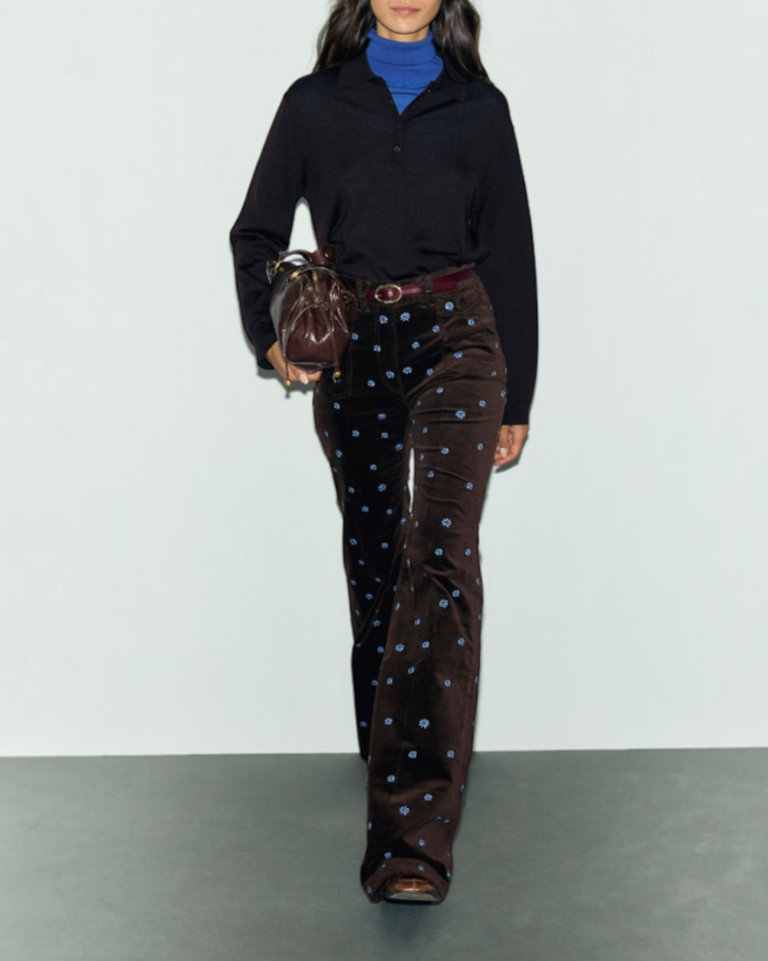 Gerard Darel - Anna Daisy Velvet Flare Pants - Brown