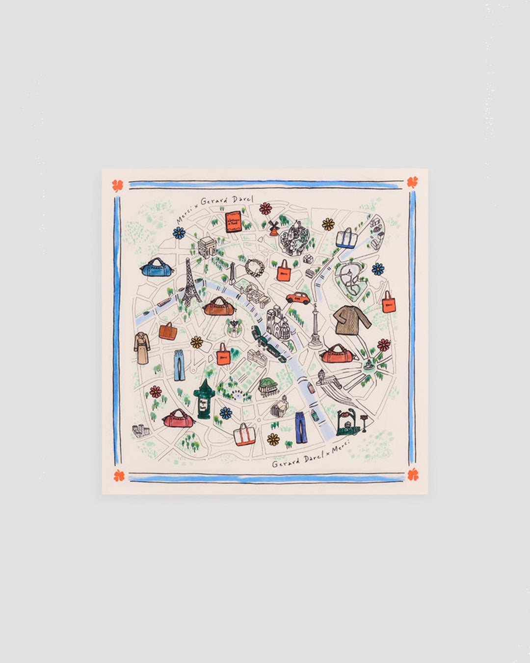 Merci x Gerard Darel - Scarf - Ecru & Blue Sky