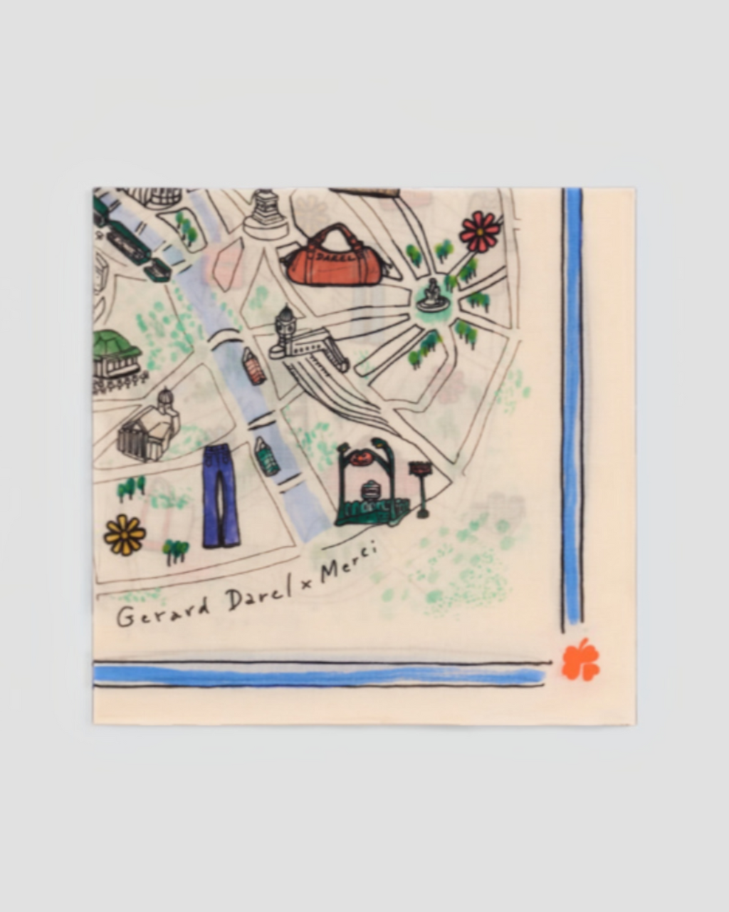 Merci x Gerard Darel - Foulard - Ecru & Bleu Ciel