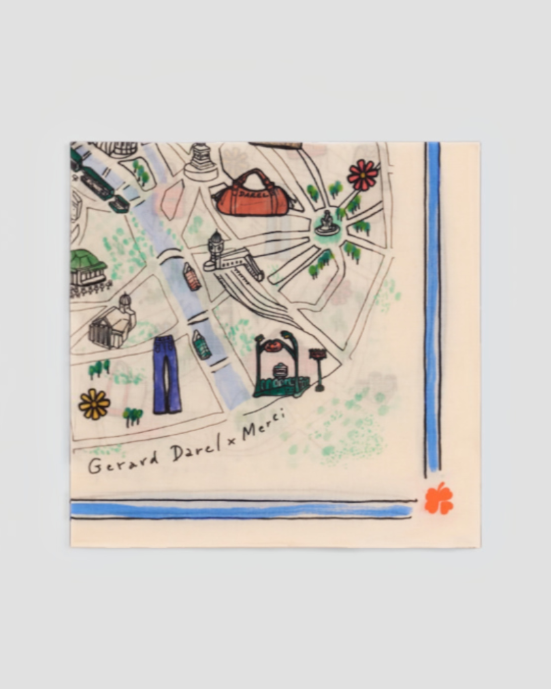 Merci x Gerard Darel - Scarf - Ecru & Blue Sky