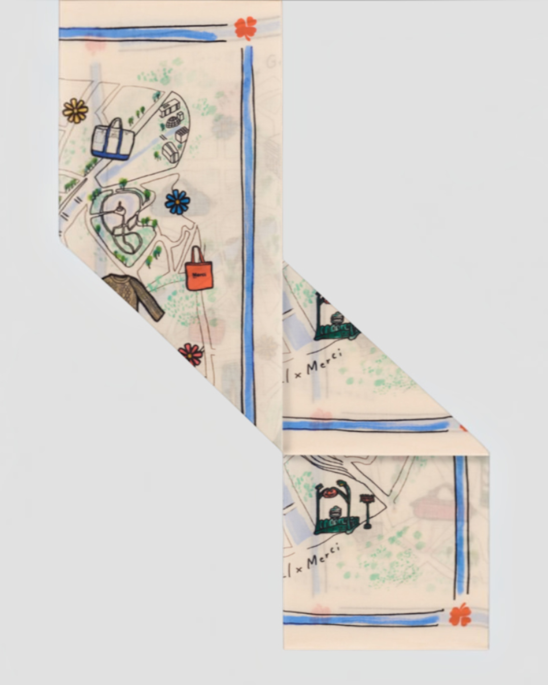 Merci x Gerard Darel - Foulard - Ecru & Bleu Ciel