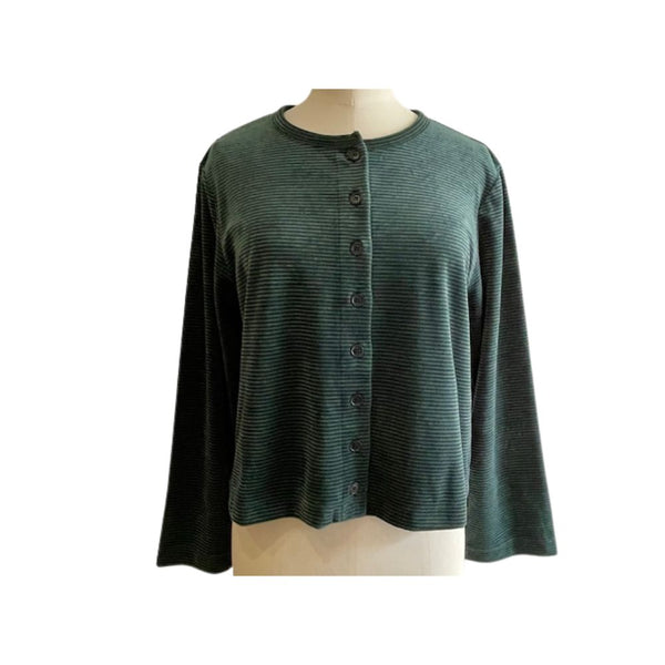 Sarahwear - Cardigan en velours rayé – Vert & Marine
