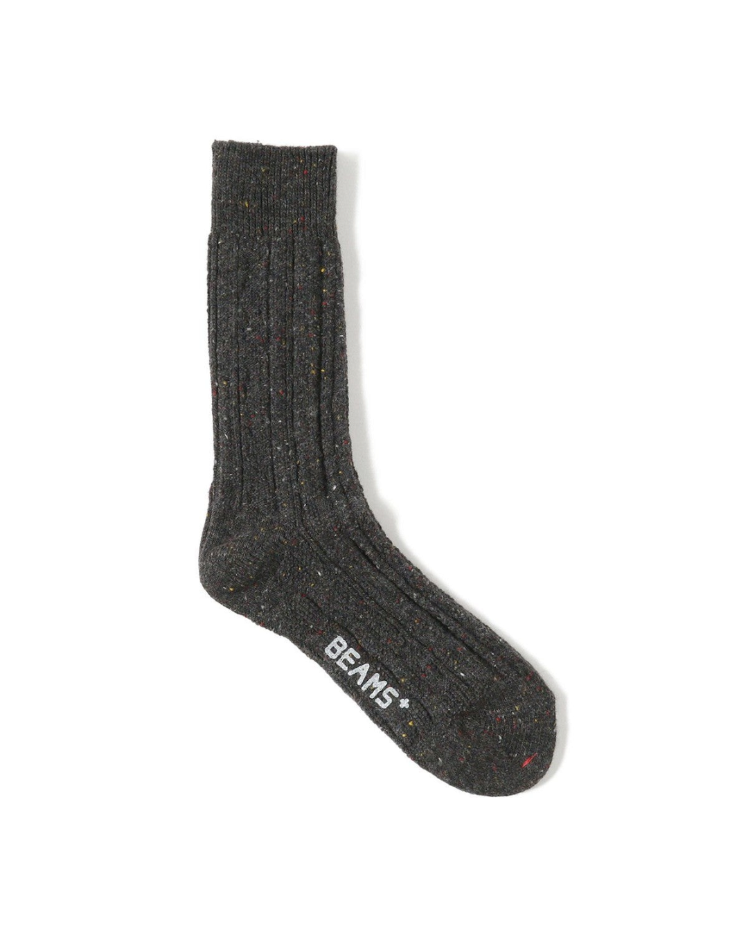 Chaussettes Merci Paris Beams Plus grises en laine torsadée avec effet chiné multicolore et logo blanc