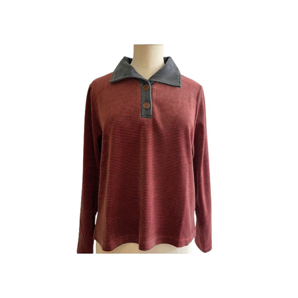 Sarahwear - Polo en velours rayé – Rouge & Noir