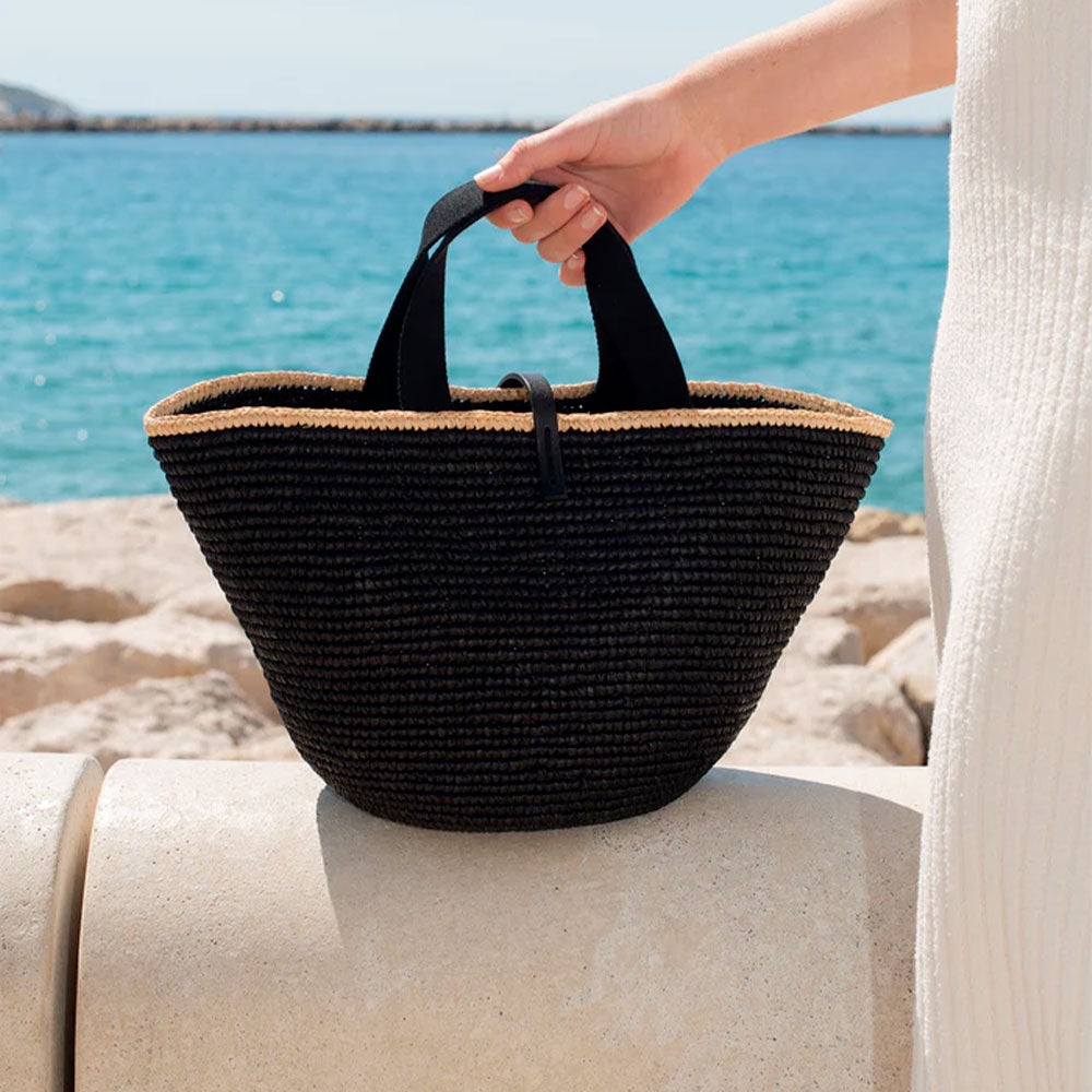 MAISON N.H PARIS CARLA GRANDかごバッグ Maison NH - Carla Grand Bag - Black & Natural – Merci Paris