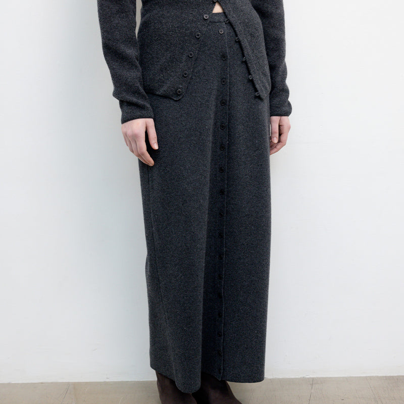 Le 17 septembre - Jupe Button Straight Knit - Charcoal