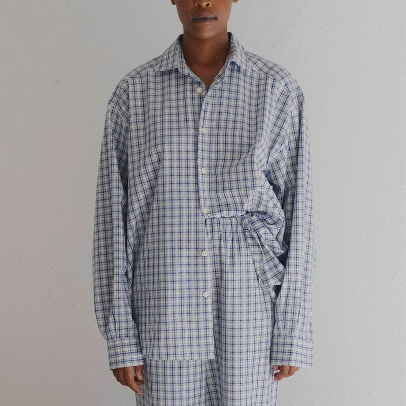 baserange Claude Shirt ブルーチェック シャツ XS Baserange - Claude Shirt - Blue Check – Merci Paris