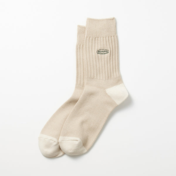 Rototo - Chaussettes 90's Logo - Beige