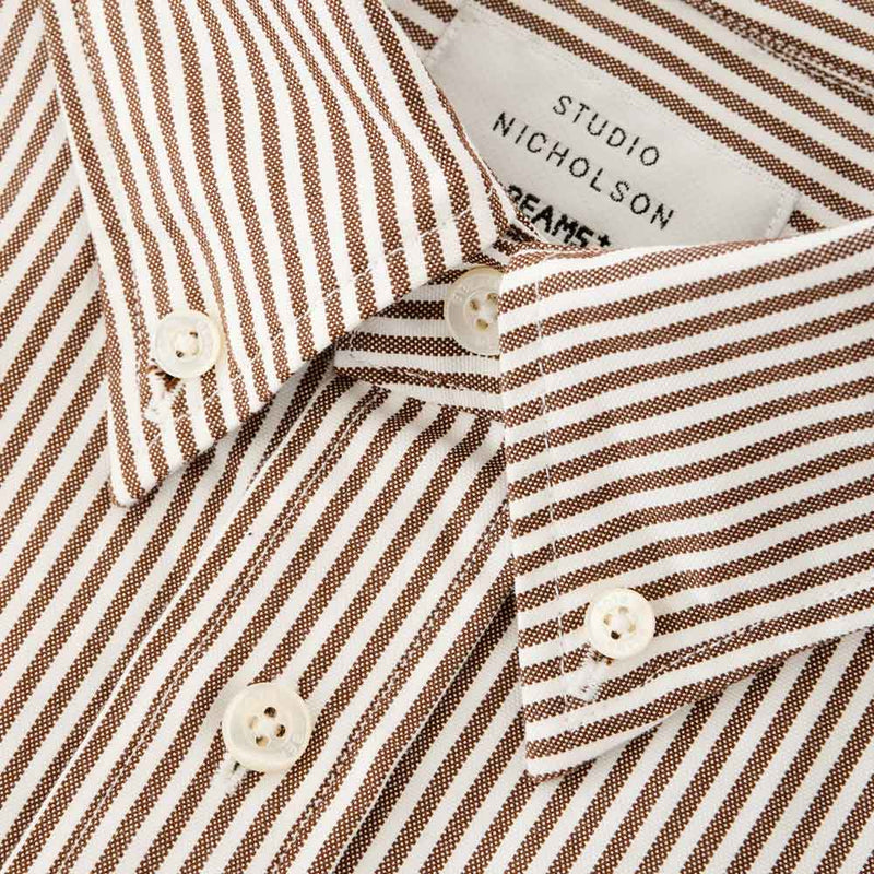 Studio Nicholson x Beams Plus - Chemise Lisa Oxford - Marron