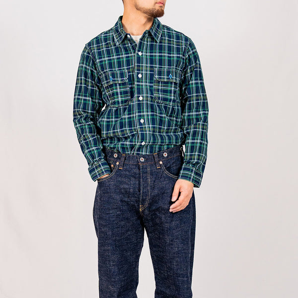 Graph Zero - Chemise Elbow Patch - Green Plaid