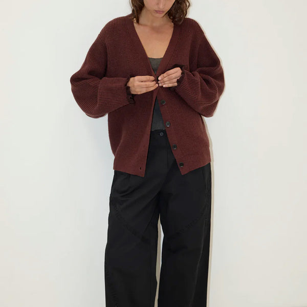 Deiji Studio - Cardigan Flounce - Burgundy
