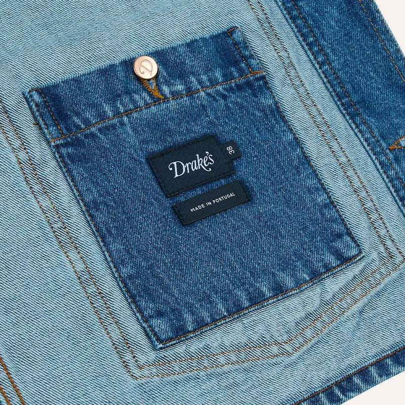 Drake's - Veste de travail - Jean Bleach Wash