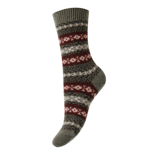 Pantherella - Chaussettes Cachemire Fair Isle - Vert