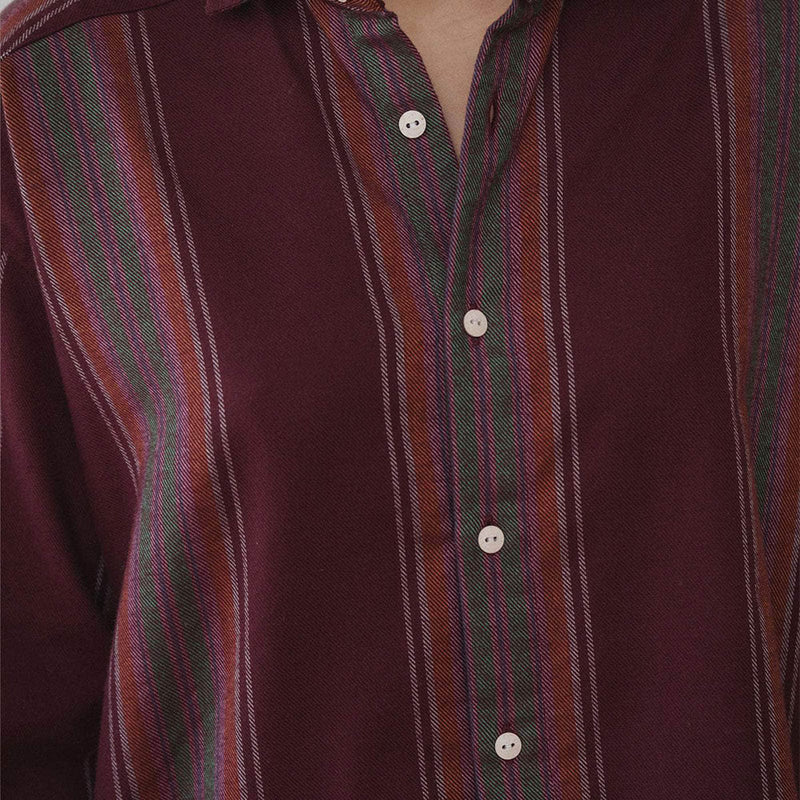 Baserange - Chemise Claude - Marroon Stripe