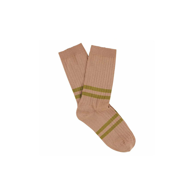 Escuyer - Chaussettes rayures - Rose doré