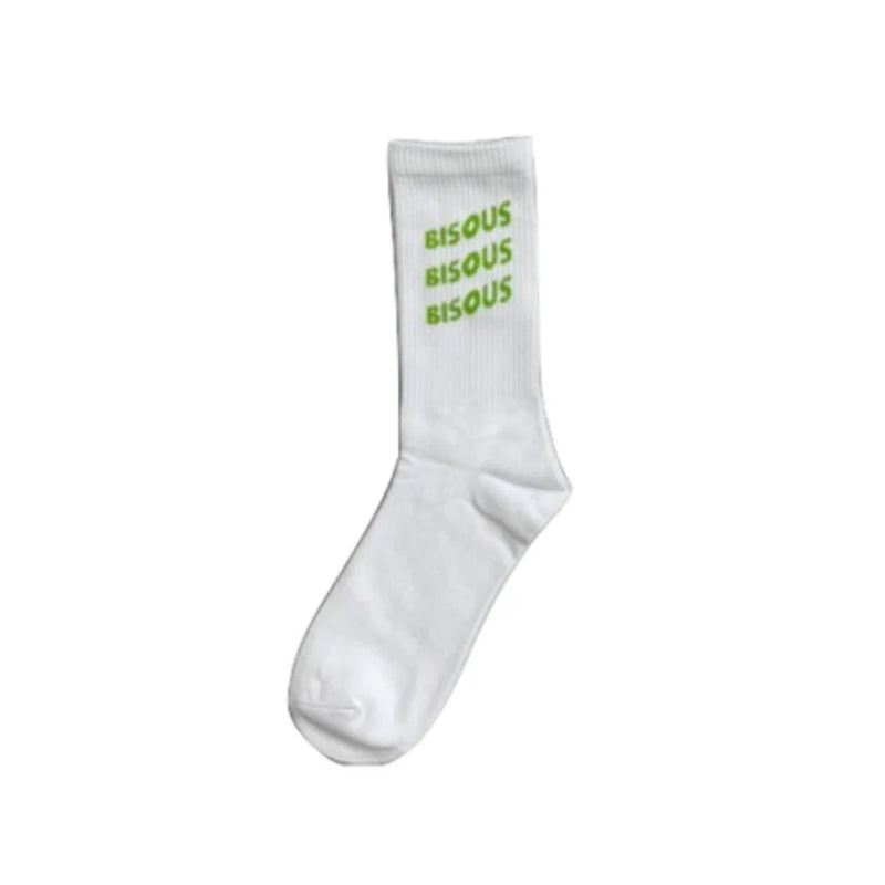 Bisous Skateboard - Chaussette Sonics - Blanc & Vert