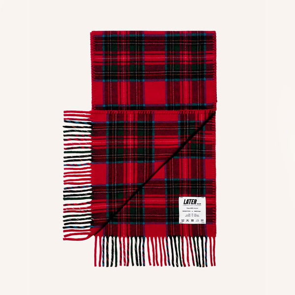 Later - Echarpe en laine - Tartan Rouge