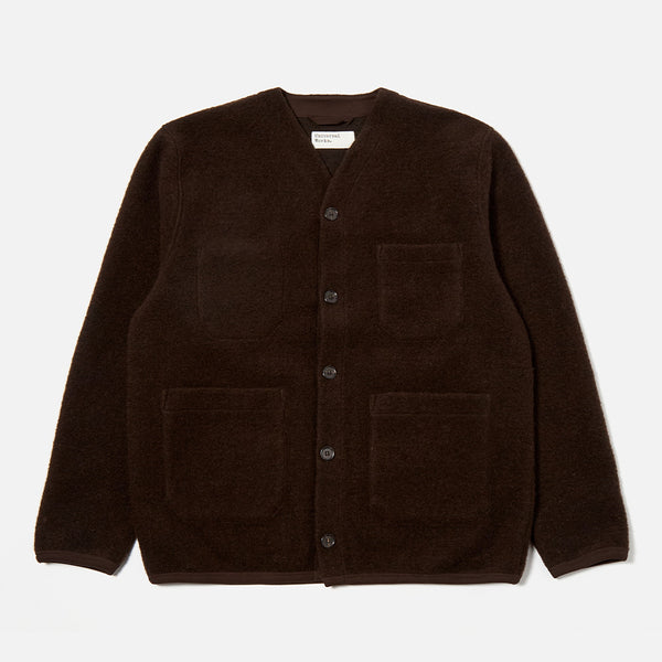 Universal Works - Cardigan Laine - Marron