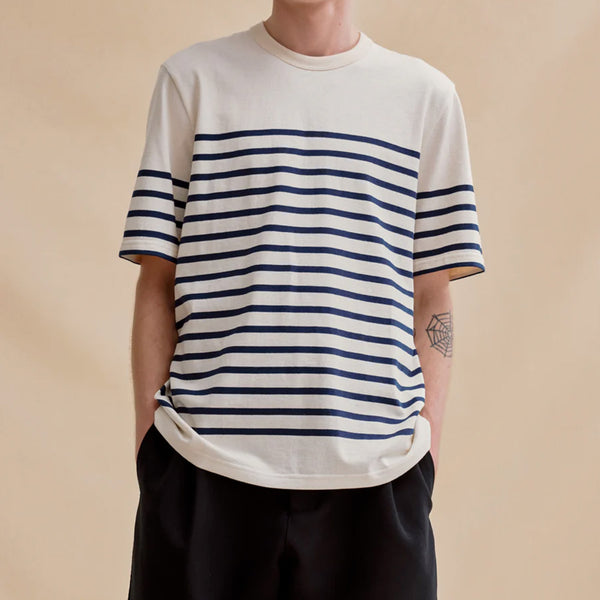 Le Minor - T-Shirt MC - Ecru & Marine