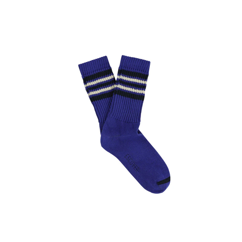 Escuyer - Chaussettes 5 rayures - Bleu écru