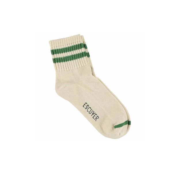 Escuyer - Chaussettes rayures - Vert écru
