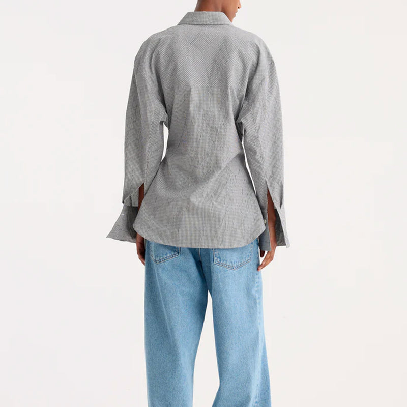 Rohe - Chemise Carreaux Froissés - Gris