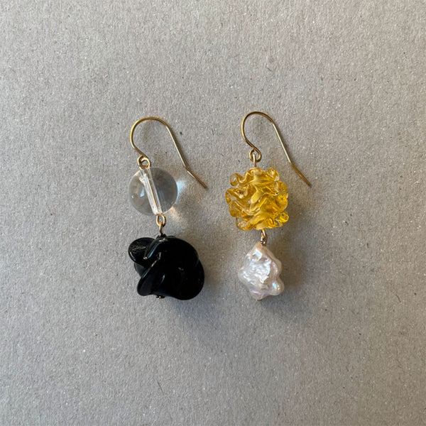 Project Bon - Boucles d'oreilles Souvenir XL - Noir & Jaune