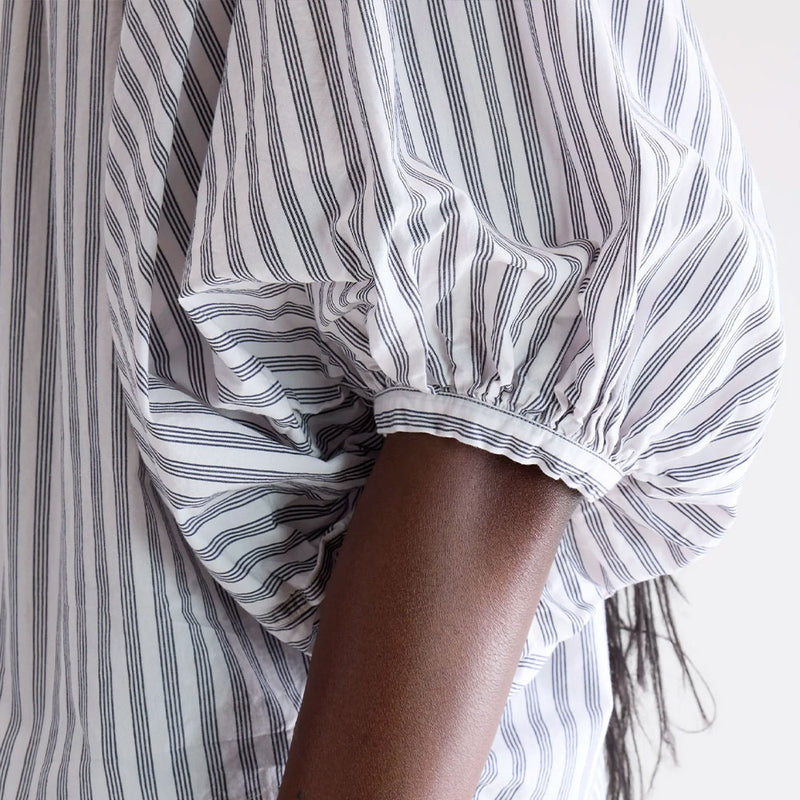 Bellerose - Blouse courte rayé - Blanc & Bleu marine
