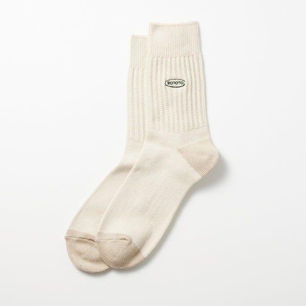 Rototo - Chaussettes 90's Logo - Ivoire