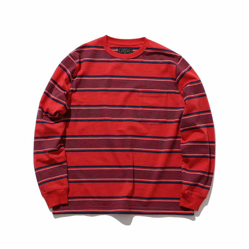 Beams Plus - T-shirt Stripe - Rouge