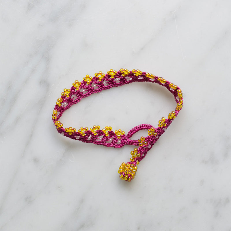 Ottomania - Bracelet crochet Meadow - Rose & Jaune