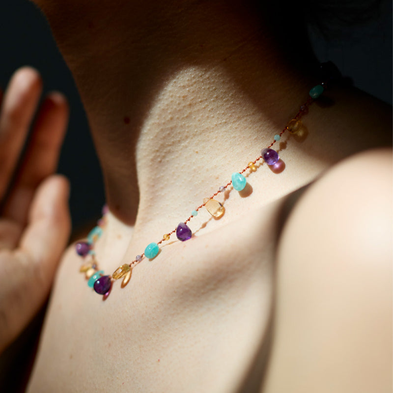 Ivarene x Merci - Collier - Citrine, Amazonite & Améthyste