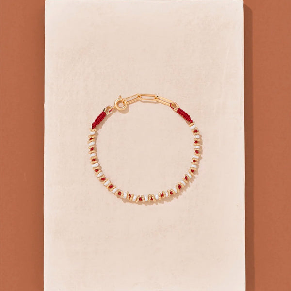 Tityaravy - Bracelet Kamala - Rouge Perles d'eau douce