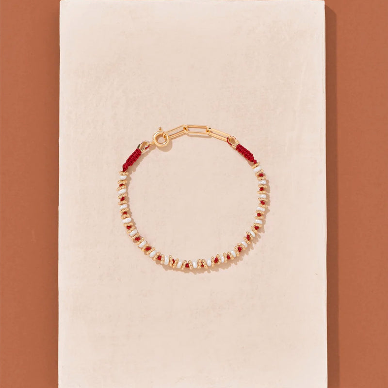 Tityaravy - Bracelet Kamala - Rouge Perles d'eau douce