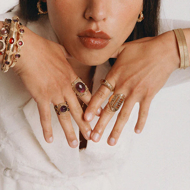 LA2L - Bague Jasmine New - Améthyste & Hessonite