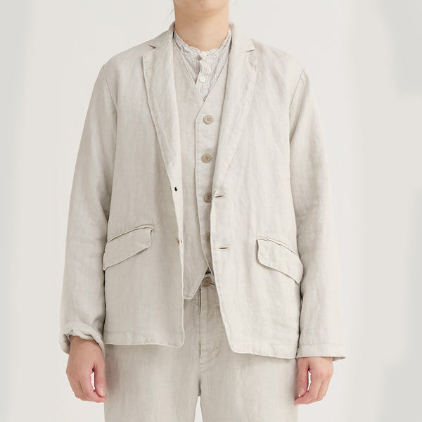 Pas de Calais - Veste tailleur en sergé de lin - Gris Clair