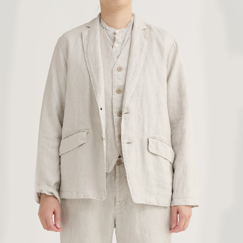 Pas de Calais - Veste tailleur en sergé de lin - Gris Clair