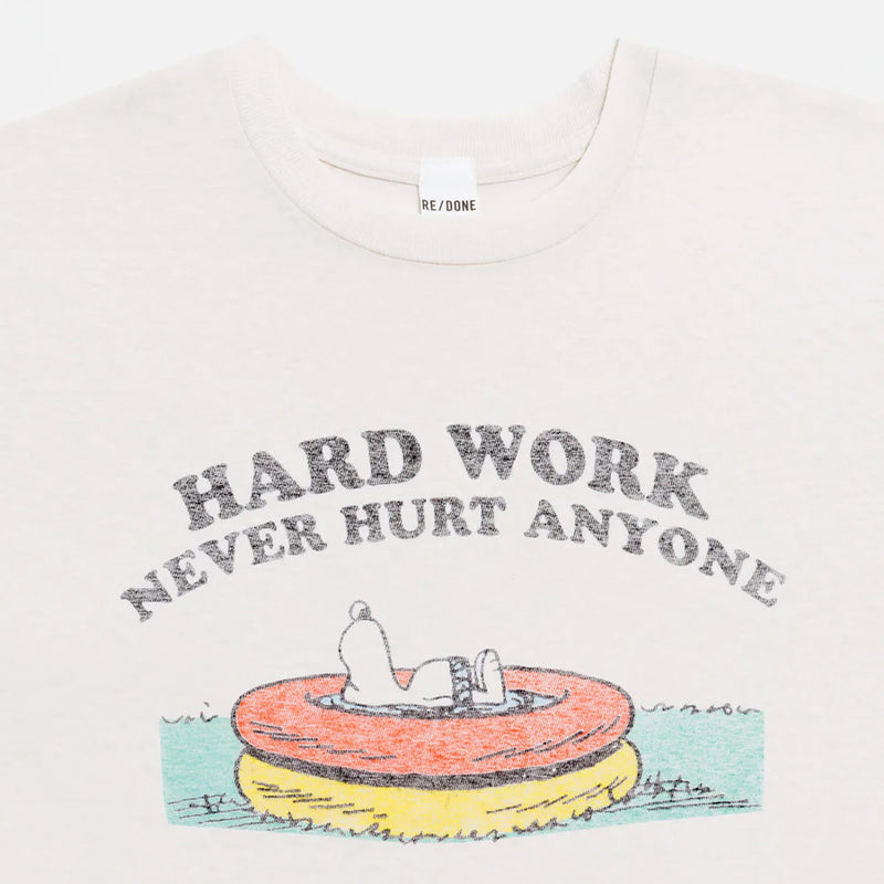 RE/DONE -T-Shirt Snoopy Hard Work - Blanc