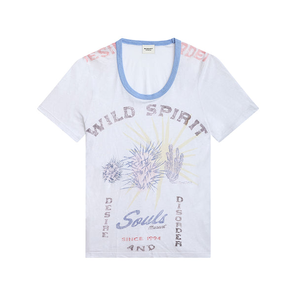 Isabel Marant -T-shirt Kiliann - Blanc & Bleu