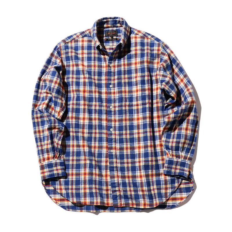 Beams Plus - Chemise Brushed Flannel - Bleu