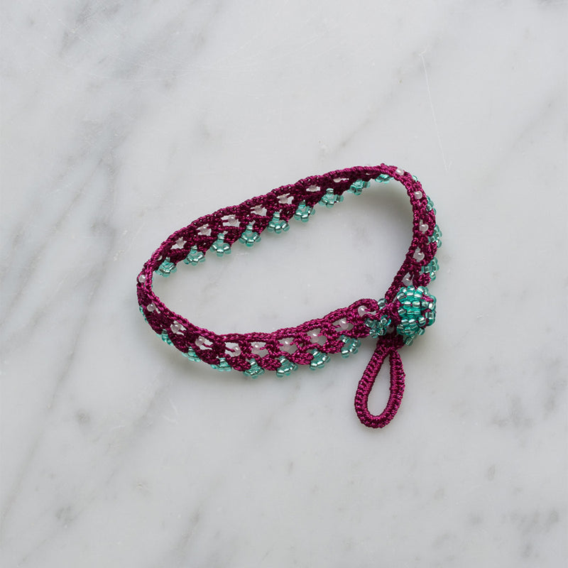 Ottomania - Bracelet crochet Meadow - Violet & Turquoise