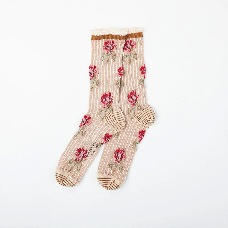 Exquisite J - Chaussettes CA54 - Beige et Rose