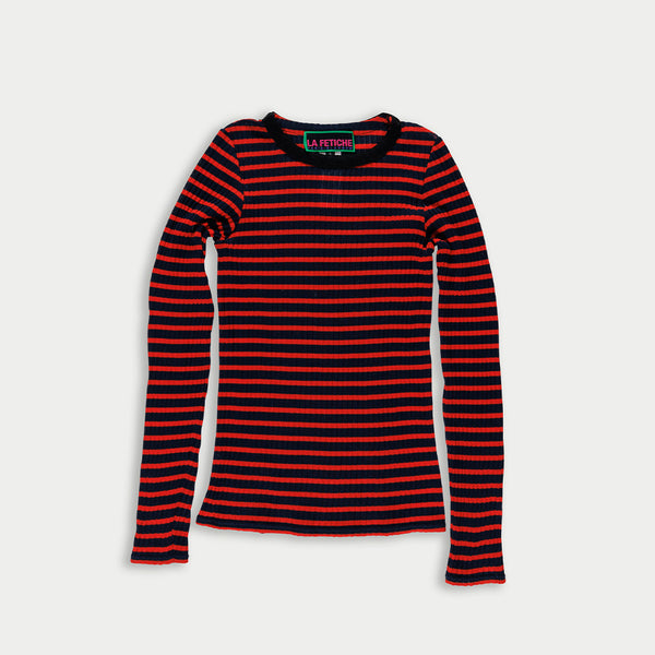 La Fetiche - T-Shirt Jackie Rayé - Marine & Rouge
