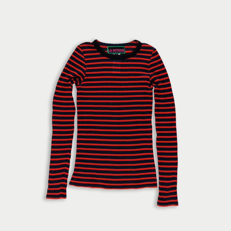 La Fetiche - T-Shirt Jackie Rayé - Marine & Rouge
