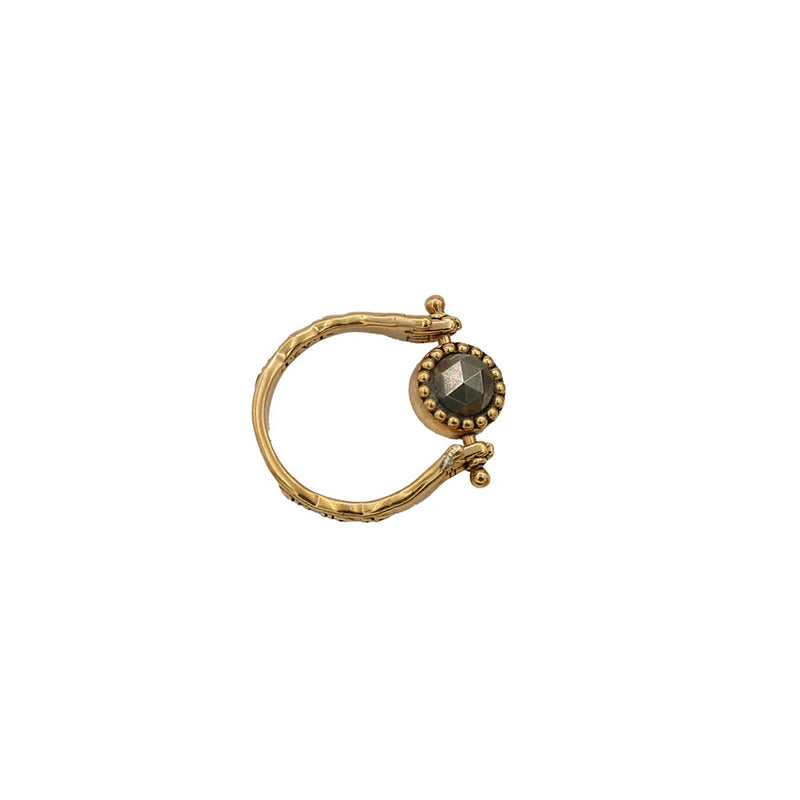 LA2L - Bague Sacha oeil Pierre Pivot - Pyrite