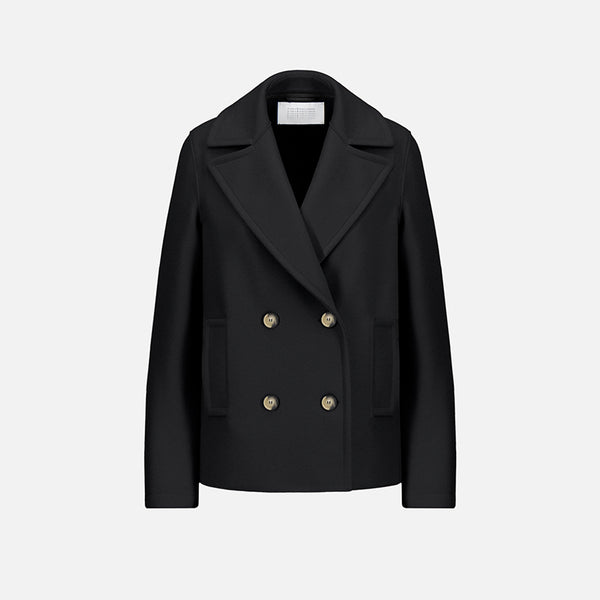 Harris Wharf London - Manteau Croisé Laine légère - Noir