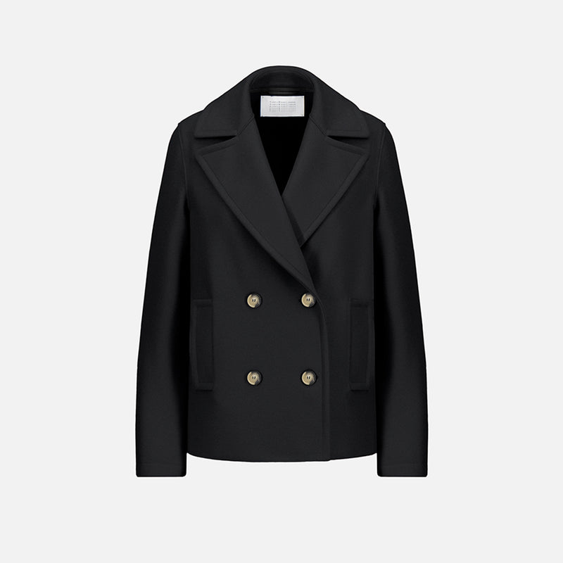 Harris Wharf London - Manteau Croisé Laine légère - Noir